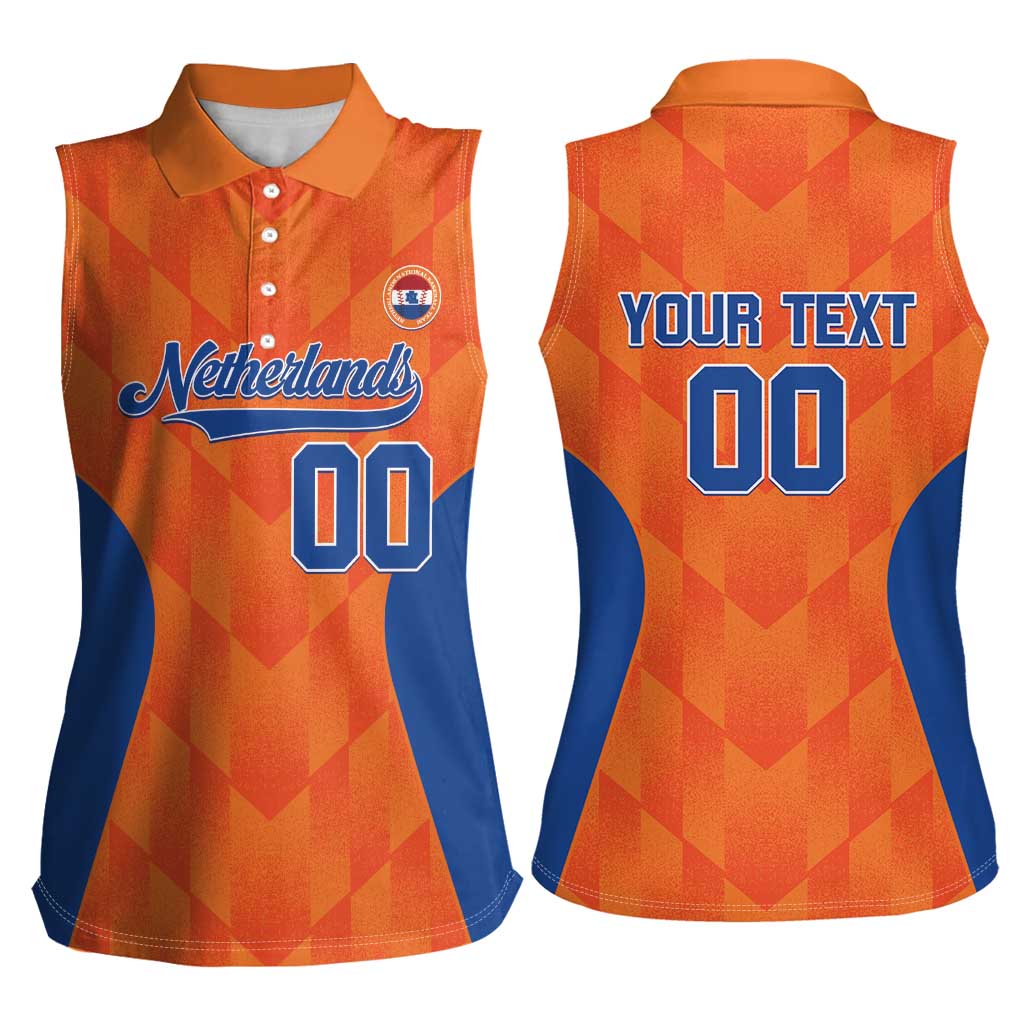 Custom Baseball Netherlands Women Sleeveless Polo Shirt Go Champions Sporty Style - Wonder Print Shop