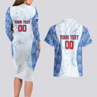 Custom Baseball Panama Couples Matching Long Sleeve Bodycon Dress and Hawaiian Shirt Go Champions Sporty Style - Wonder Print Shop