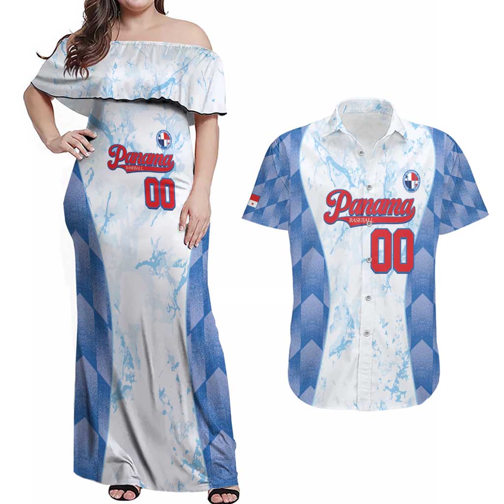 Custom Baseball Panama Couples Matching Off Shoulder Maxi Dress and Hawaiian Shirt Go Champions Sporty Style - Wonder Print Shop