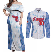 Custom Baseball Panama Couples Matching Off Shoulder Maxi Dress and Long Sleeve Button Shirt Go Champions Sporty Style - Wonder Print Shop
