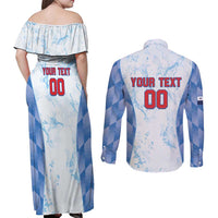 Custom Baseball Panama Couples Matching Off Shoulder Maxi Dress and Long Sleeve Button Shirt Go Champions Sporty Style - Wonder Print Shop