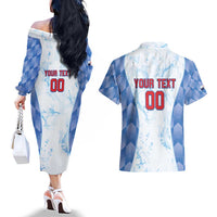 Custom Baseball Panama Couples Matching Off The Shoulder Long Sleeve Dress and Hawaiian Shirt Go Champions Sporty Style - Wonder Print Shop