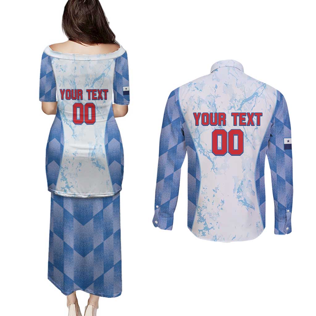 Custom Baseball Panama Couples Matching Puletasi and Long Sleeve Button Shirt Go Champions Sporty Style - Wonder Print Shop