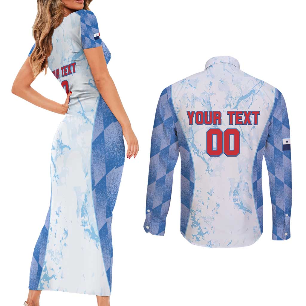 Custom Baseball Panama Couples Matching Short Sleeve Bodycon Dress and Long Sleeve Button Shirt Go Champions Sporty Style - Wonder Print Shop