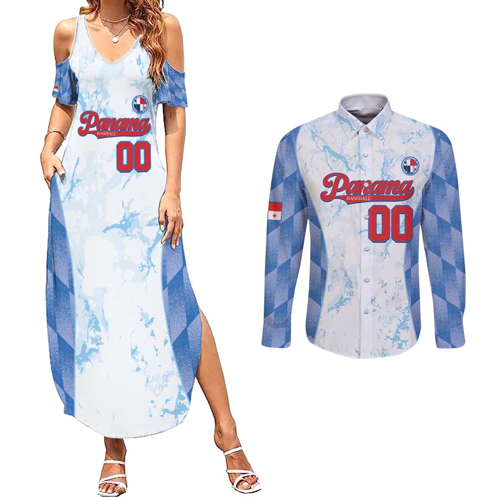 Custom Baseball Panama Couples Matching Summer Maxi Dress and Long Sleeve Button Shirt Go Champions Sporty Style - Wonder Print Shop