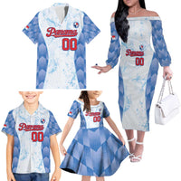 Custom Baseball Panama Family Matching Off The Shoulder Long Sleeve Dress and Hawaiian Shirt Go Champions Sporty Style - Wonder Print Shop