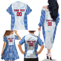 Custom Baseball Panama Family Matching Off The Shoulder Long Sleeve Dress and Hawaiian Shirt Go Champions Sporty Style - Wonder Print Shop