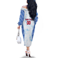 Custom Baseball Panama Family Matching Off The Shoulder Long Sleeve Dress and Hawaiian Shirt Go Champions Sporty Style - Wonder Print Shop