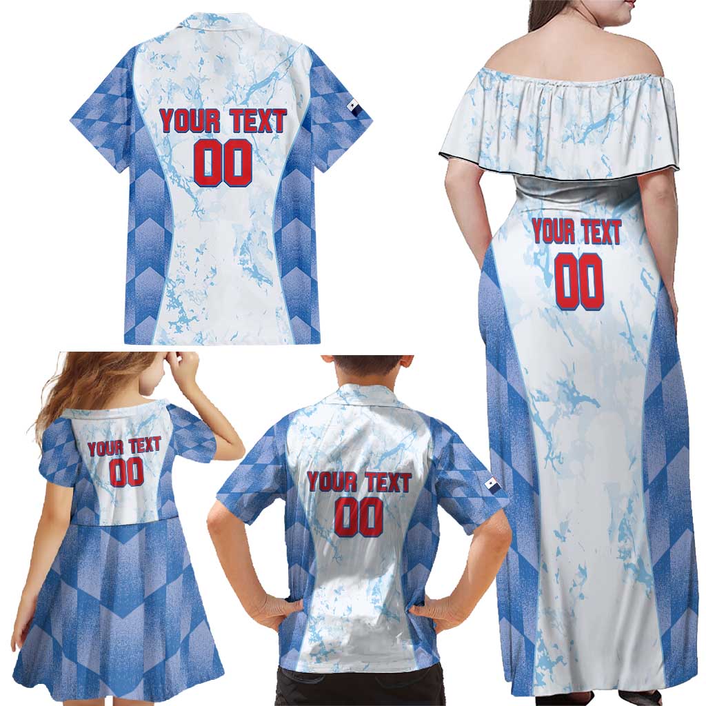 Custom Baseball Panama Family Matching Off Shoulder Maxi Dress and Hawaiian Shirt Go Champions Sporty Style - Wonder Print Shop