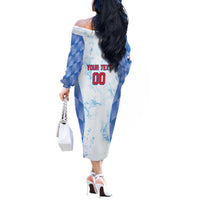 Custom Baseball Panama Off The Shoulder Long Sleeve Dress Go Champions Sporty Style - Wonder Print Shop