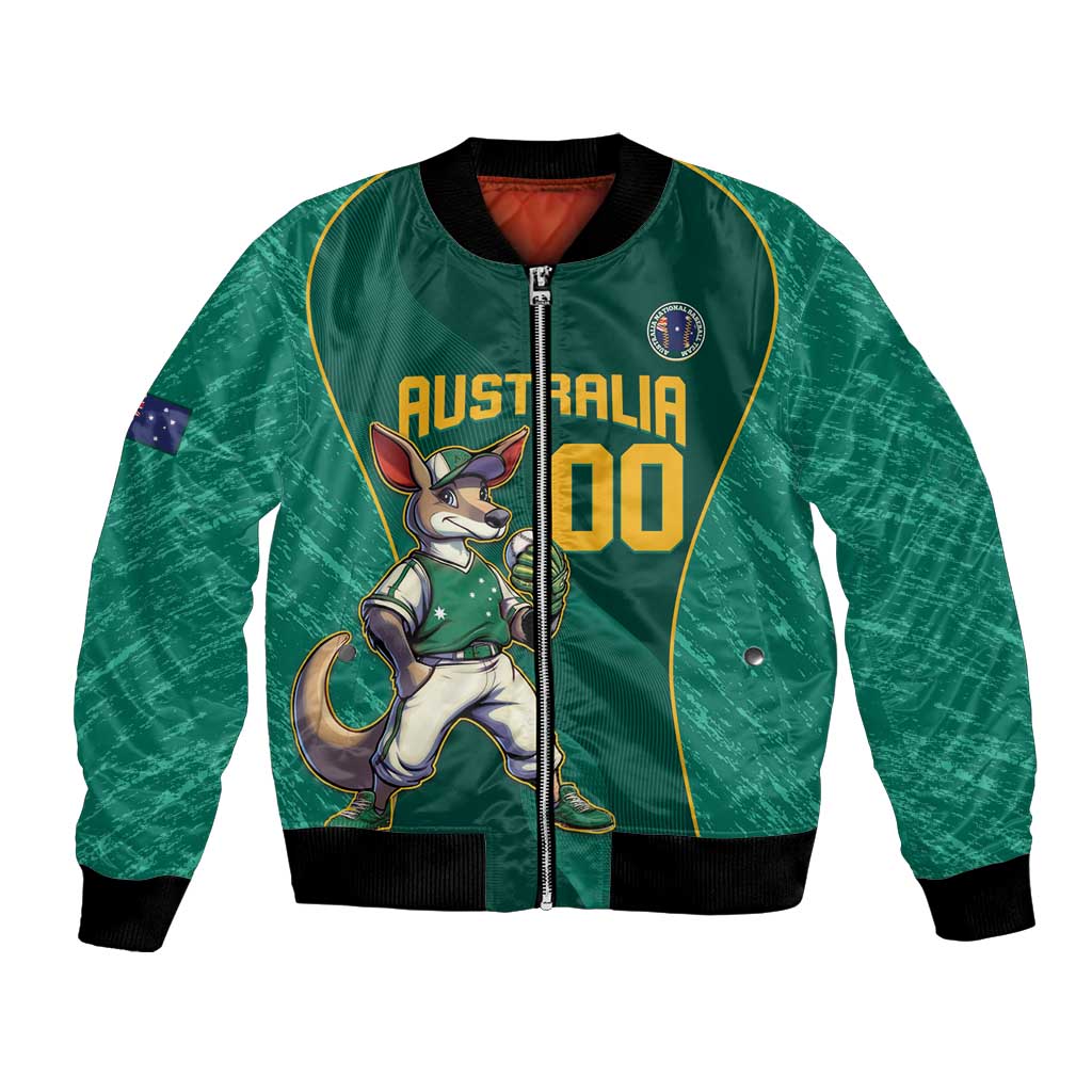 Custom Baseball Australia Bomber Jacket Go Champions - Aussie Kangaroo Mascot - Wonder Print Shop