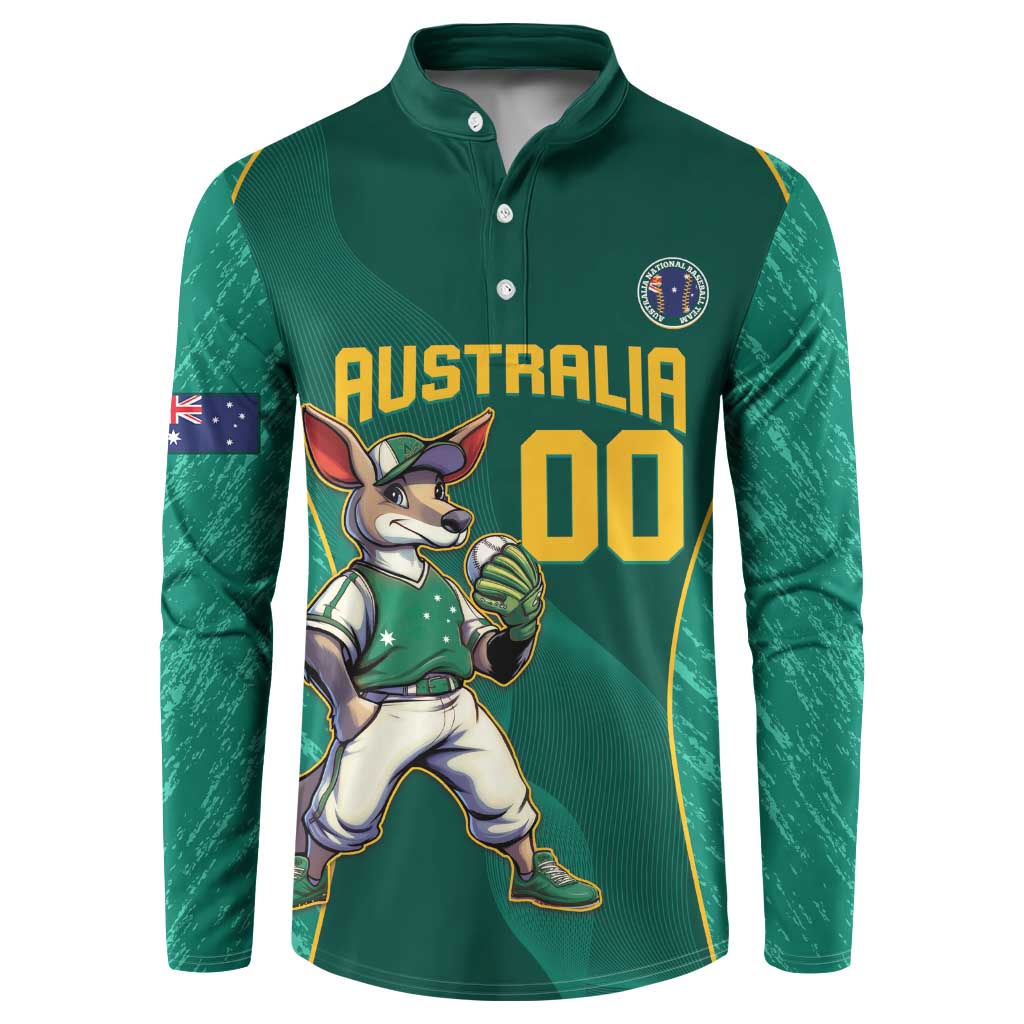 Custom Baseball Australia Button Sweatshirt Go Champions - Aussie Kangaroo Mascot - Wonder Print Shop