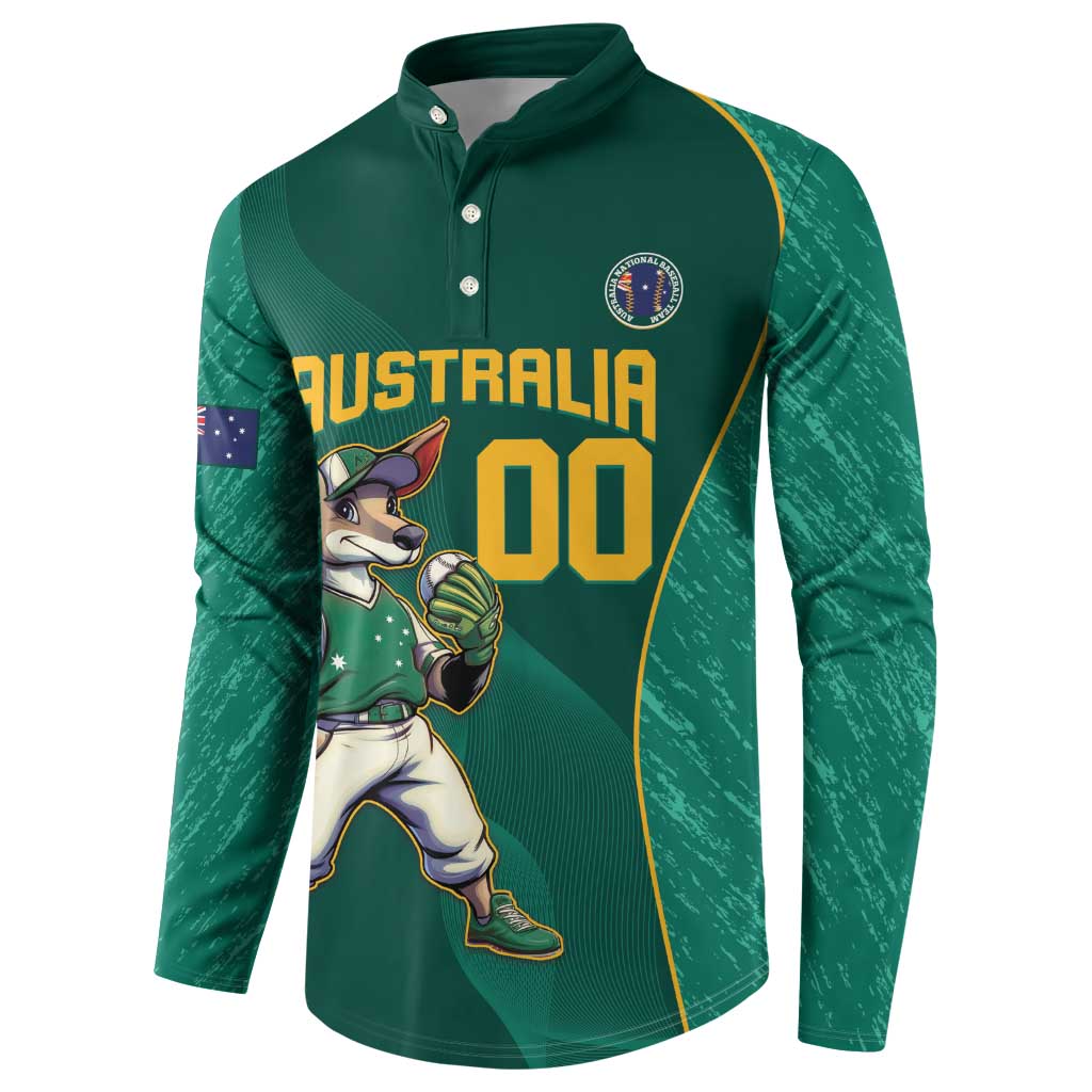 Custom Baseball Australia Button Sweatshirt Go Champions - Aussie Kangaroo Mascot - Wonder Print Shop