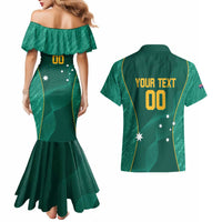 Custom Baseball Australia Couples Matching Mermaid Dress and Hawaiian Shirt Go Champions - Aussie Kangaroo Mascot - Wonder Print Shop