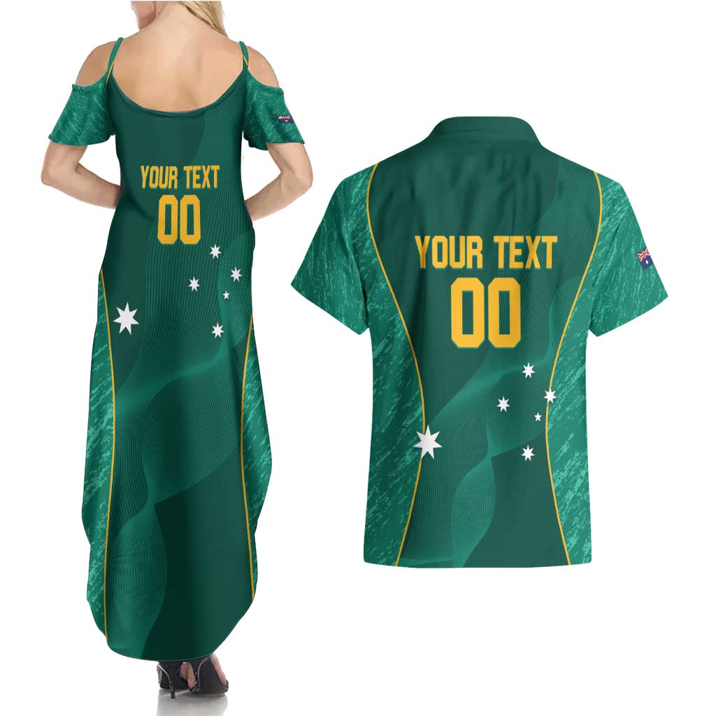 Custom Baseball Australia Couples Matching Summer Maxi Dress and Hawaiian Shirt Go Champions - Aussie Kangaroo Mascot - Wonder Print Shop