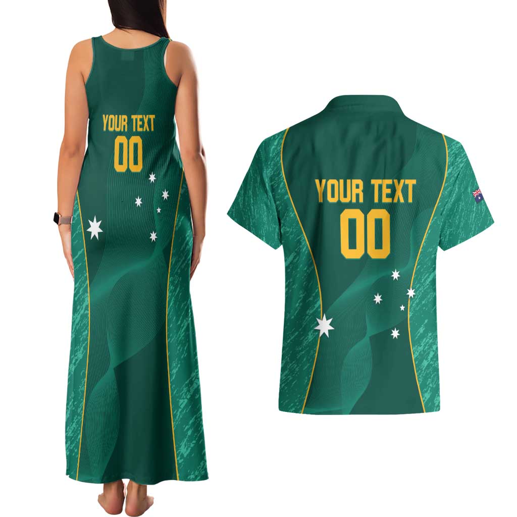 Custom Baseball Australia Couples Matching Tank Maxi Dress and Hawaiian Shirt Go Champions - Aussie Kangaroo Mascot - Wonder Print Shop