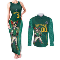 Custom Baseball Australia Couples Matching Tank Maxi Dress and Long Sleeve Button Shirt Go Champions - Aussie Kangaroo Mascot - Wonder Print Shop