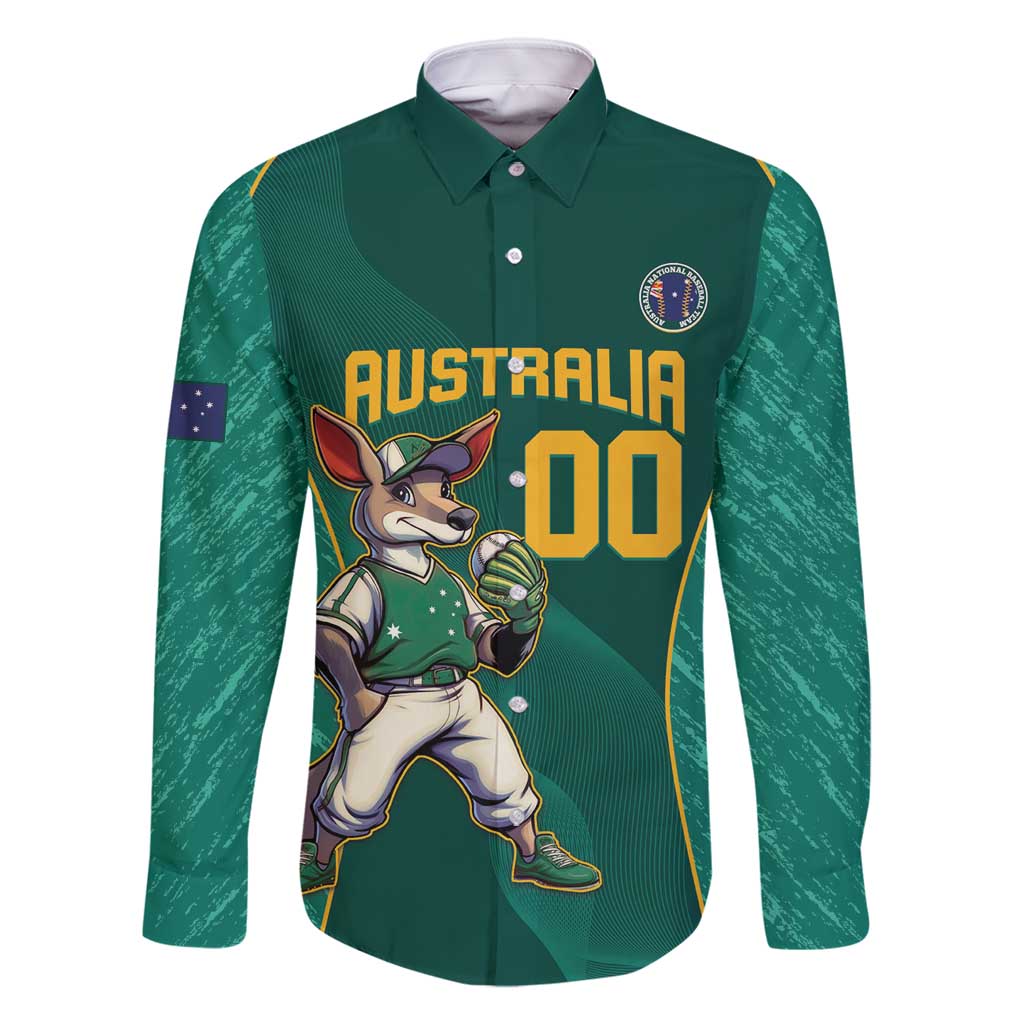 Custom Baseball Australia Family Matching Long Sleeve Bodycon Dress and Hawaiian Shirt Go Champions - Aussie Kangaroo Mascot - Wonder Print Shop