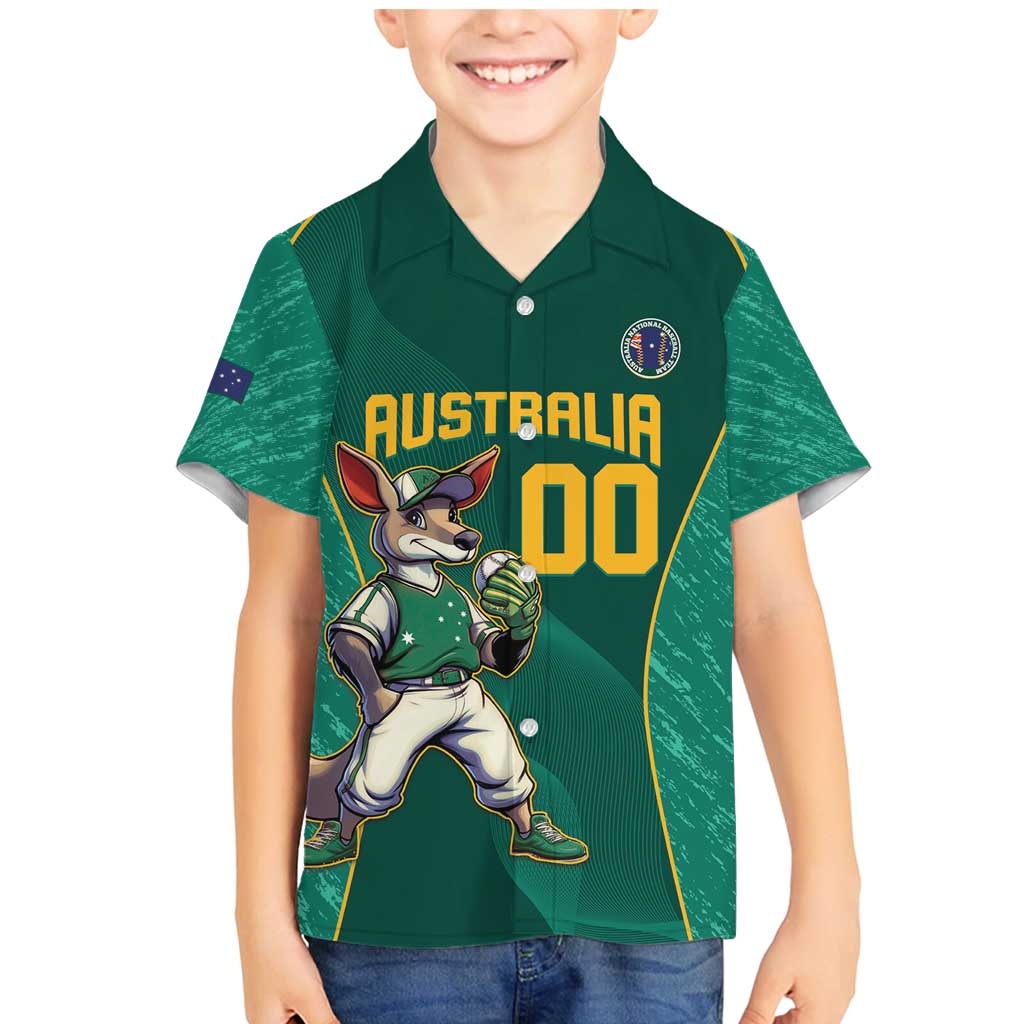 Custom Baseball Australia Family Matching Mermaid Dress and Hawaiian Shirt Go Champions - Aussie Kangaroo Mascot - Wonder Print Shop