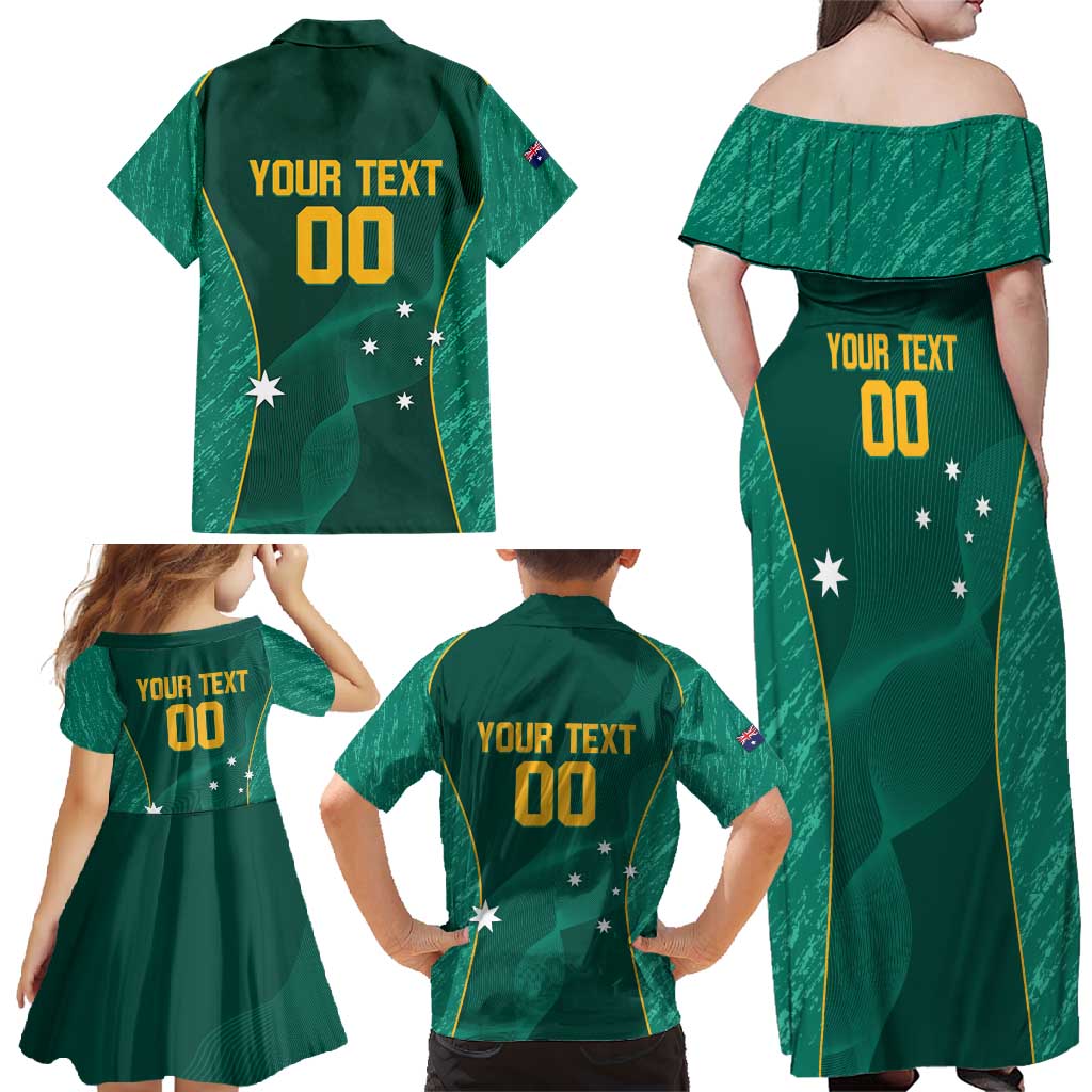 Custom Baseball Australia Family Matching Off Shoulder Maxi Dress and Hawaiian Shirt Go Champions - Aussie Kangaroo Mascot - Wonder Print Shop
