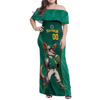 Custom Baseball Australia Family Matching Off Shoulder Maxi Dress and Hawaiian Shirt Go Champions - Aussie Kangaroo Mascot - Wonder Print Shop