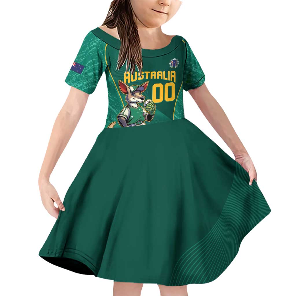 Custom Baseball Australia Family Matching Off Shoulder Short Dress and Hawaiian Shirt Go Champions - Aussie Kangaroo Mascot - Wonder Print Shop