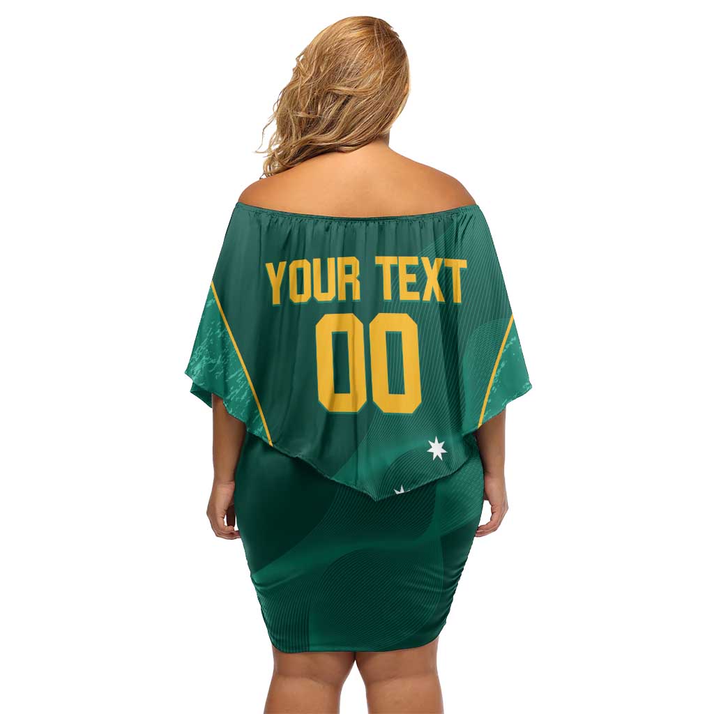 Custom Baseball Australia Family Matching Off Shoulder Short Dress and Hawaiian Shirt Go Champions - Aussie Kangaroo Mascot - Wonder Print Shop