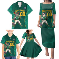 Custom Baseball Australia Family Matching Puletasi and Hawaiian Shirt Go Champions - Aussie Kangaroo Mascot - Wonder Print Shop