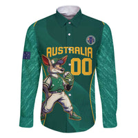 Custom Baseball Australia Family Matching Short Sleeve Bodycon Dress and Hawaiian Shirt Go Champions - Aussie Kangaroo Mascot - Wonder Print Shop