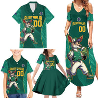 Custom Baseball Australia Family Matching Summer Maxi Dress and Hawaiian Shirt Go Champions - Aussie Kangaroo Mascot - Wonder Print Shop