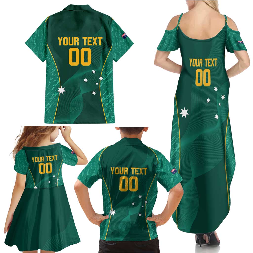 Custom Baseball Australia Family Matching Summer Maxi Dress and Hawaiian Shirt Go Champions - Aussie Kangaroo Mascot - Wonder Print Shop