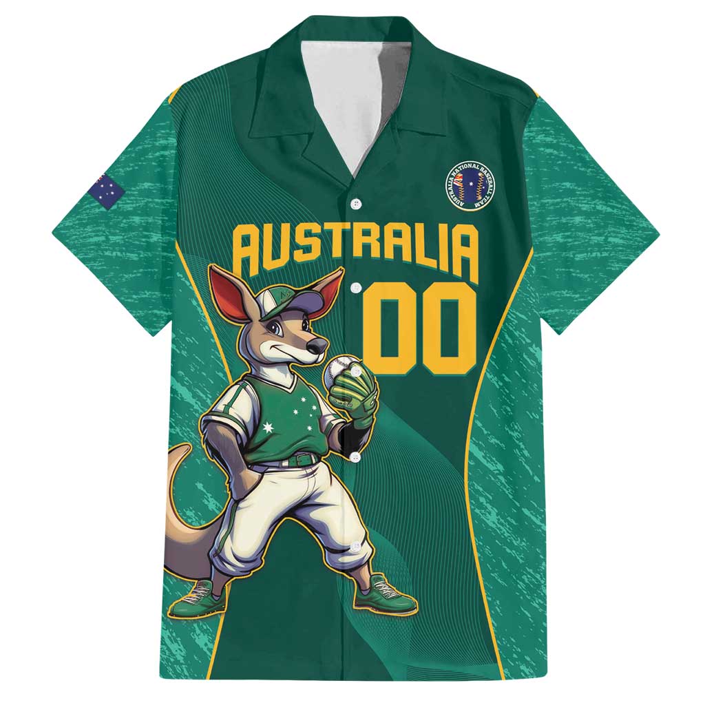 Custom Baseball Australia Family Matching Summer Maxi Dress and Hawaiian Shirt Go Champions - Aussie Kangaroo Mascot - Wonder Print Shop
