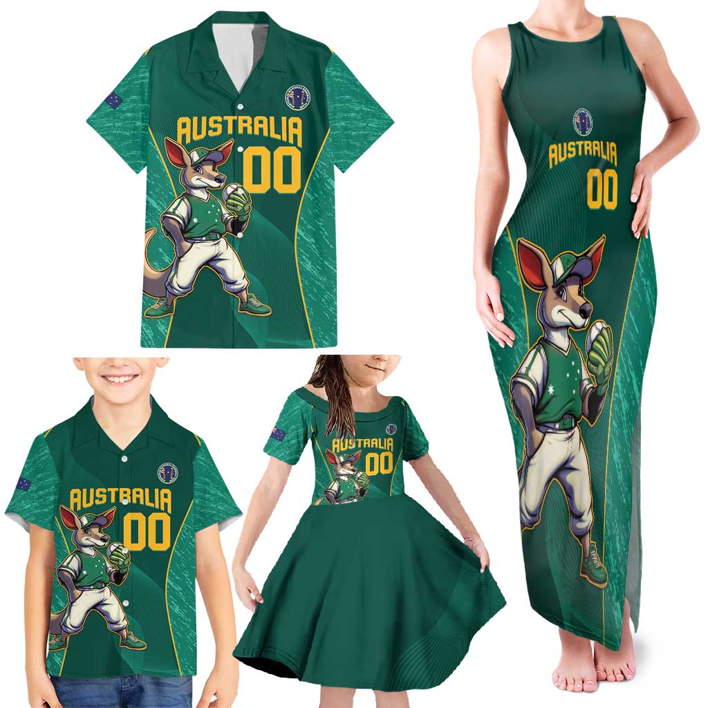 Custom Baseball Australia Family Matching Tank Maxi Dress and Hawaiian Shirt Go Champions - Aussie Kangaroo Mascot - Wonder Print Shop