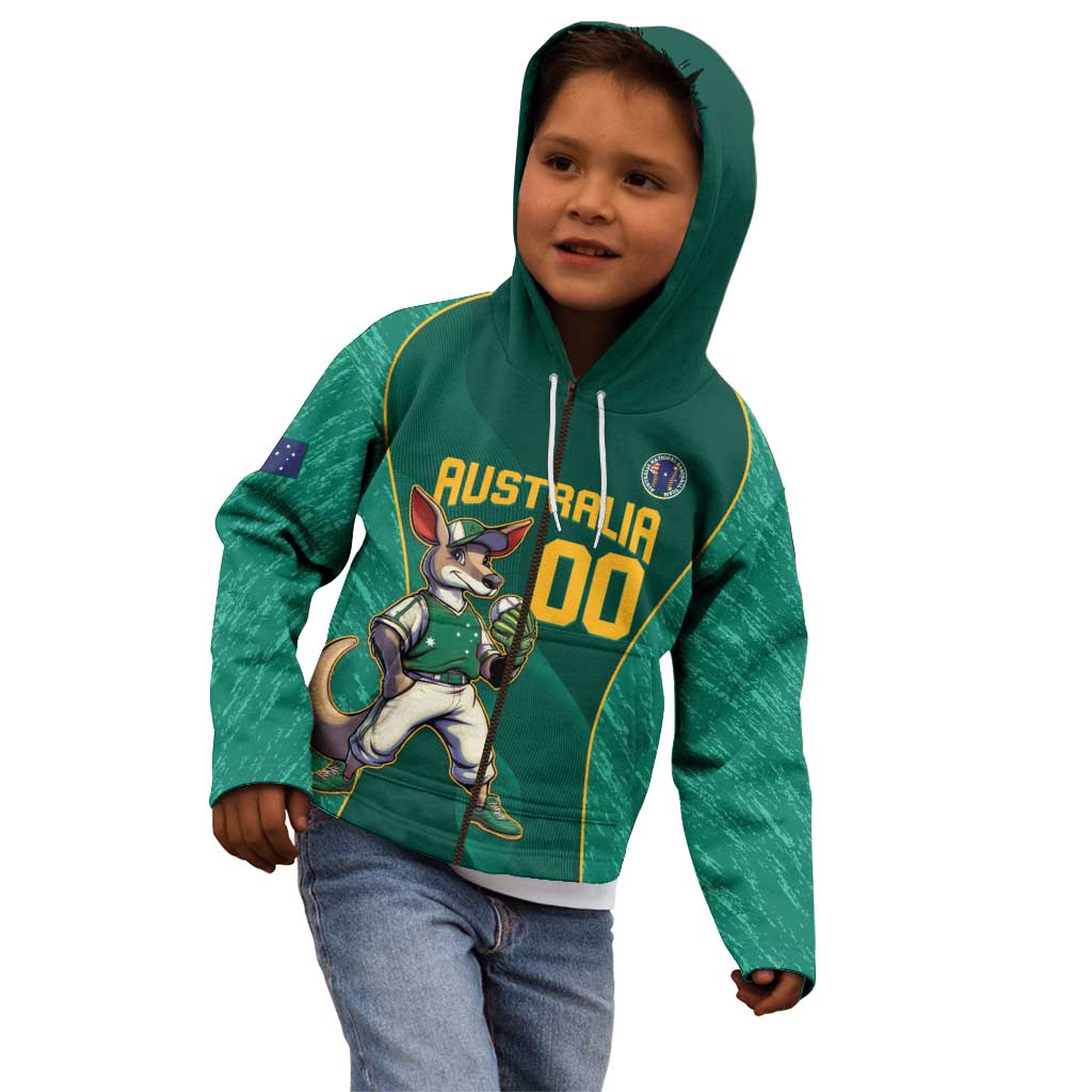 Custom Baseball Australia Kid Hoodie Go Champions - Aussie Kangaroo Mascot - Wonder Print Shop