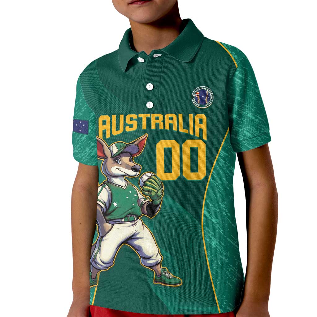 Custom Baseball Australia Kid Polo Shirt Go Champions - Aussie Kangaroo Mascot - Wonder Print Shop