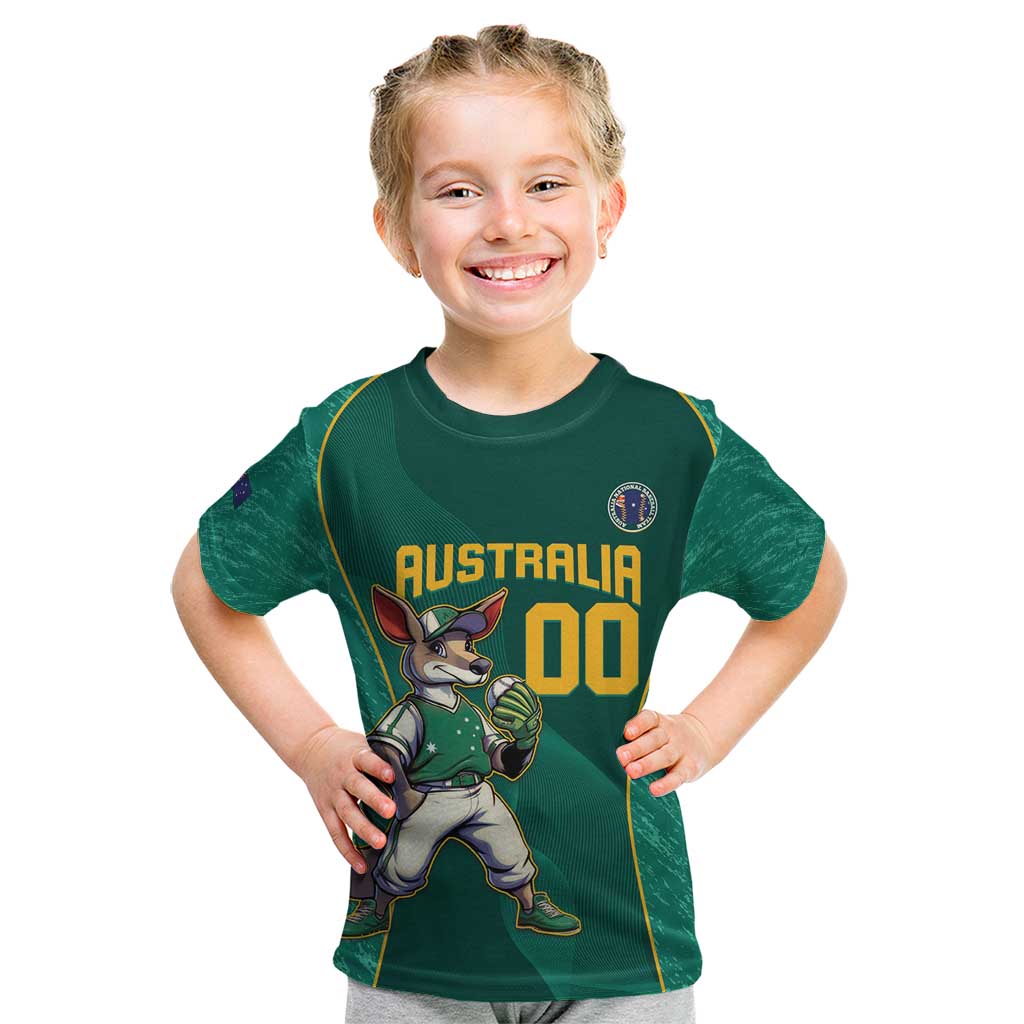 Custom Baseball Australia Kid T Shirt Go Champions - Aussie Kangaroo Mascot - Wonder Print Shop