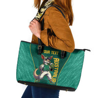 Custom Baseball Australia Leather Tote Bag Go Champions - Aussie Kangaroo Mascot - Wonder Print Shop