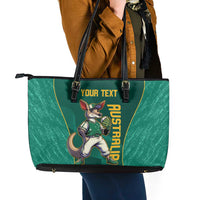 Custom Baseball Australia Leather Tote Bag Go Champions - Aussie Kangaroo Mascot - Wonder Print Shop