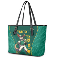 Custom Baseball Australia Leather Tote Bag Go Champions - Aussie Kangaroo Mascot - Wonder Print Shop