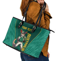 Custom Baseball Australia Leather Tote Bag Go Champions - Aussie Kangaroo Mascot - Wonder Print Shop