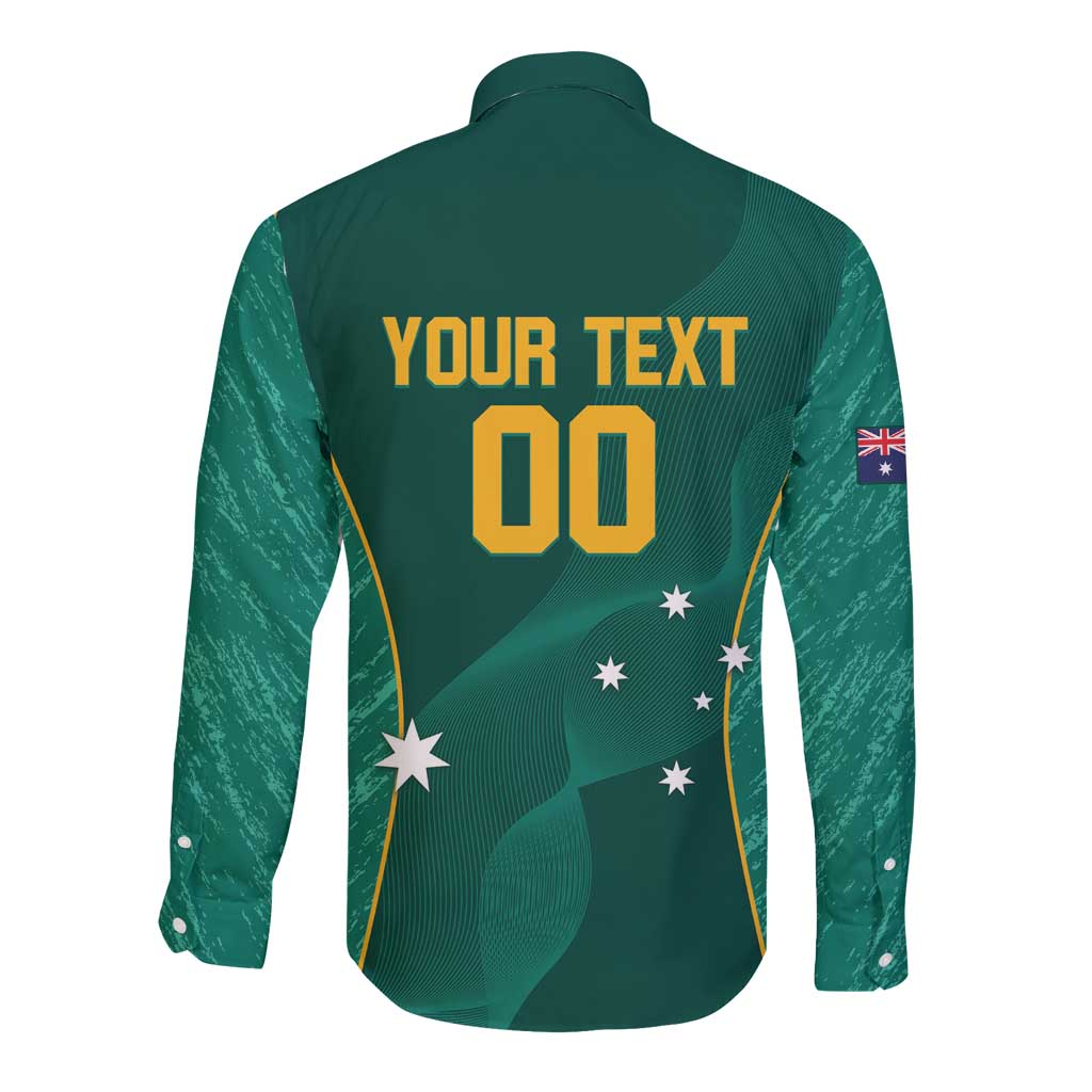 Custom Baseball Australia Long Sleeve Button Shirt Go Champions - Aussie Kangaroo Mascot - Wonder Print Shop