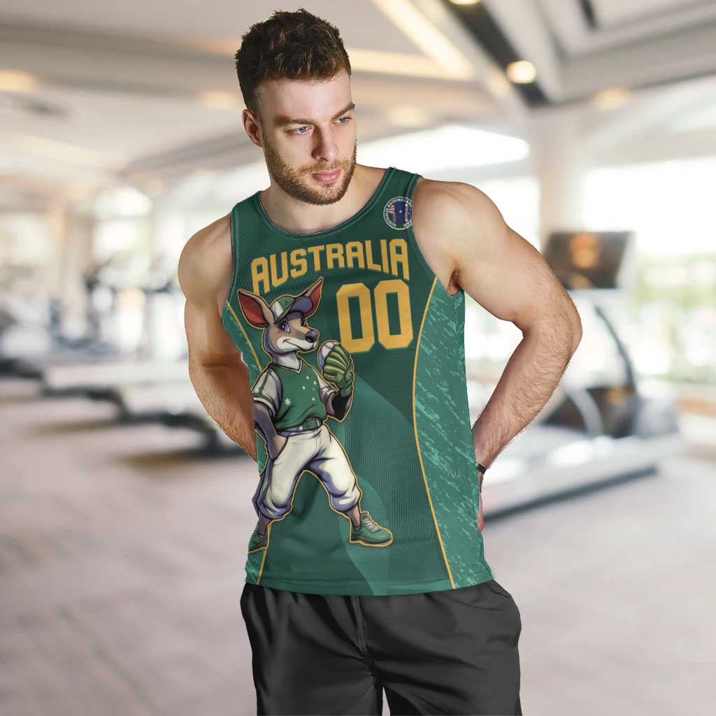 Custom Baseball Australia Men Tank Top Go Champions - Aussie Kangaroo Mascot - Wonder Print Shop
