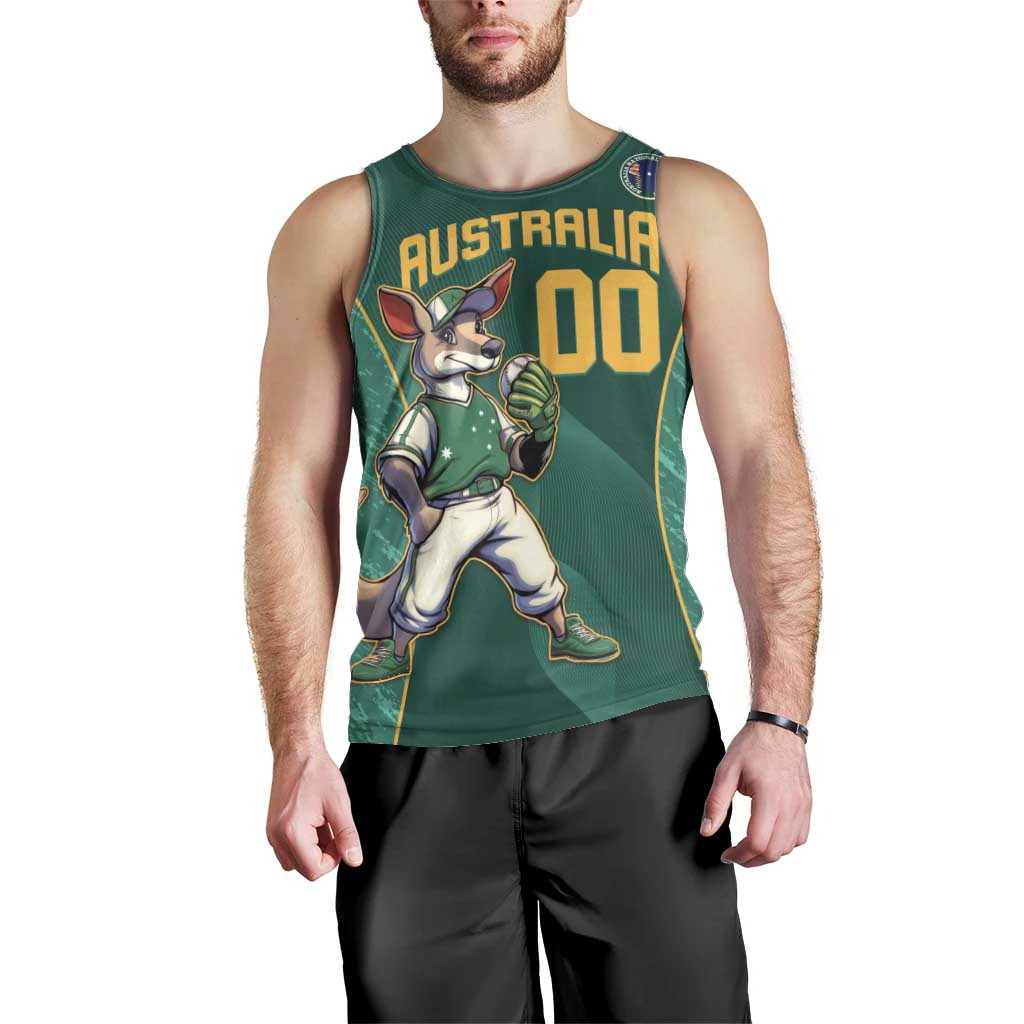 Custom Baseball Australia Men Tank Top Go Champions - Aussie Kangaroo Mascot - Wonder Print Shop