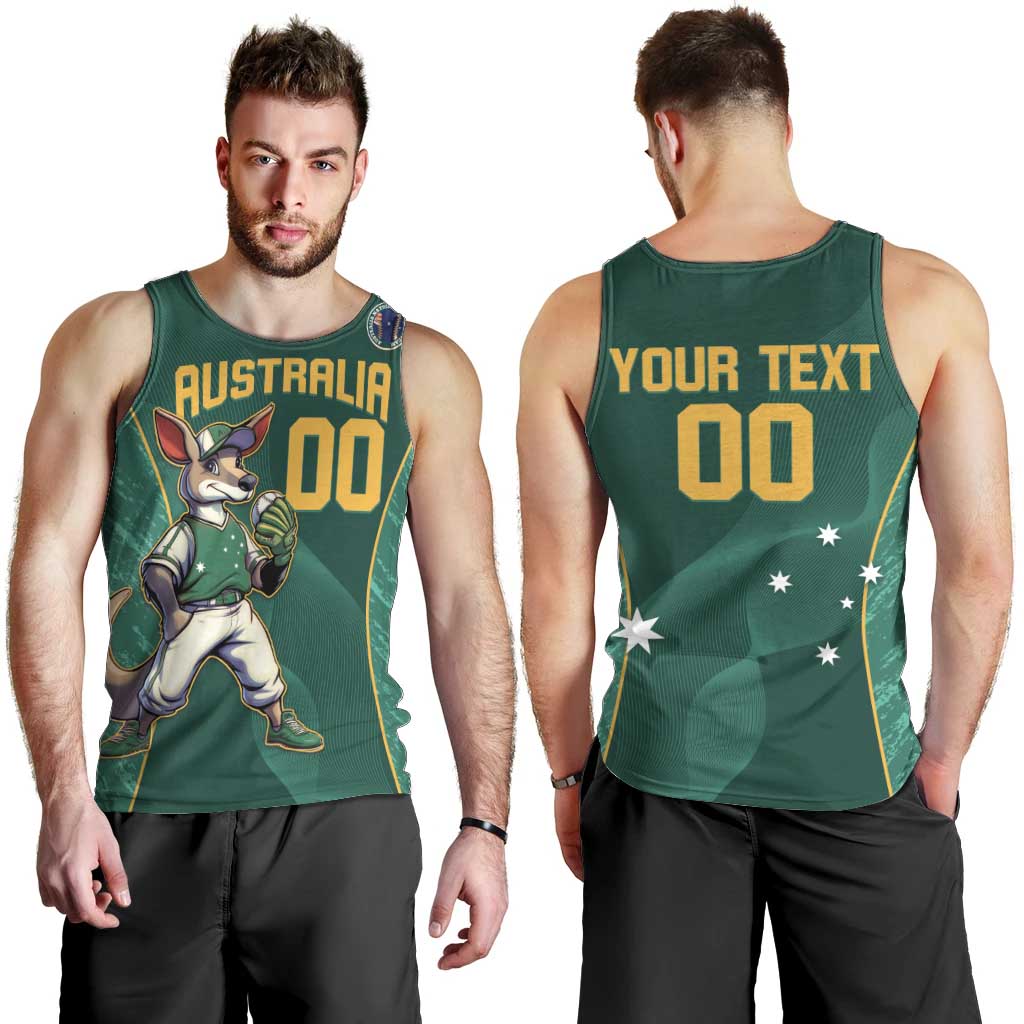 Custom Baseball Australia Men Tank Top Go Champions - Aussie Kangaroo Mascot - Wonder Print Shop