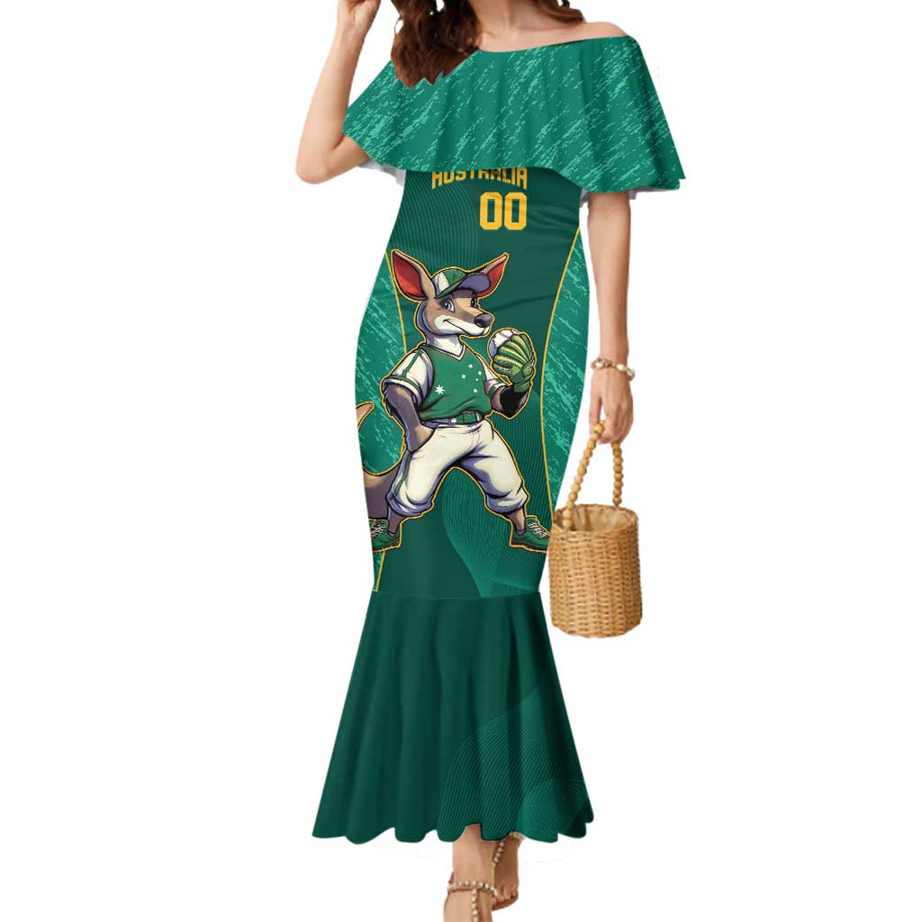 Custom Baseball Australia Mermaid Dress Go Champions - Aussie Kangaroo Mascot - Wonder Print Shop