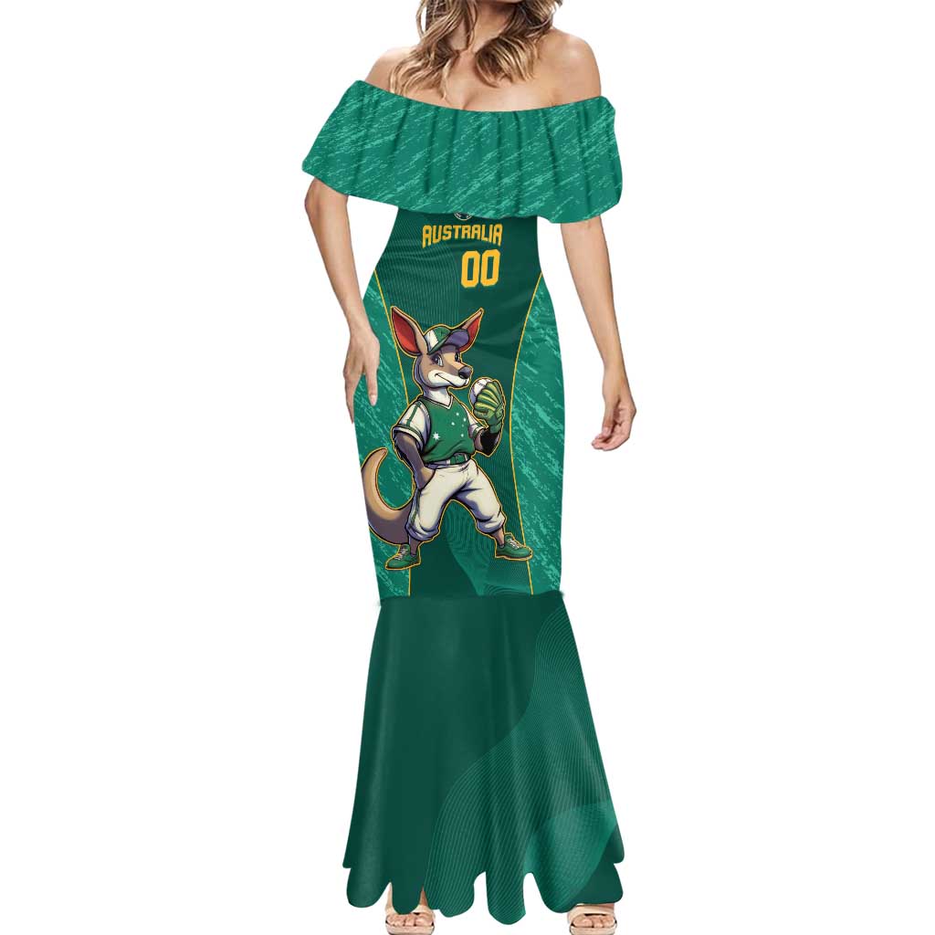 Custom Baseball Australia Mermaid Dress Go Champions - Aussie Kangaroo Mascot - Wonder Print Shop