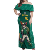 Custom Baseball Australia Off Shoulder Maxi Dress Go Champions - Aussie Kangaroo Mascot - Wonder Print Shop