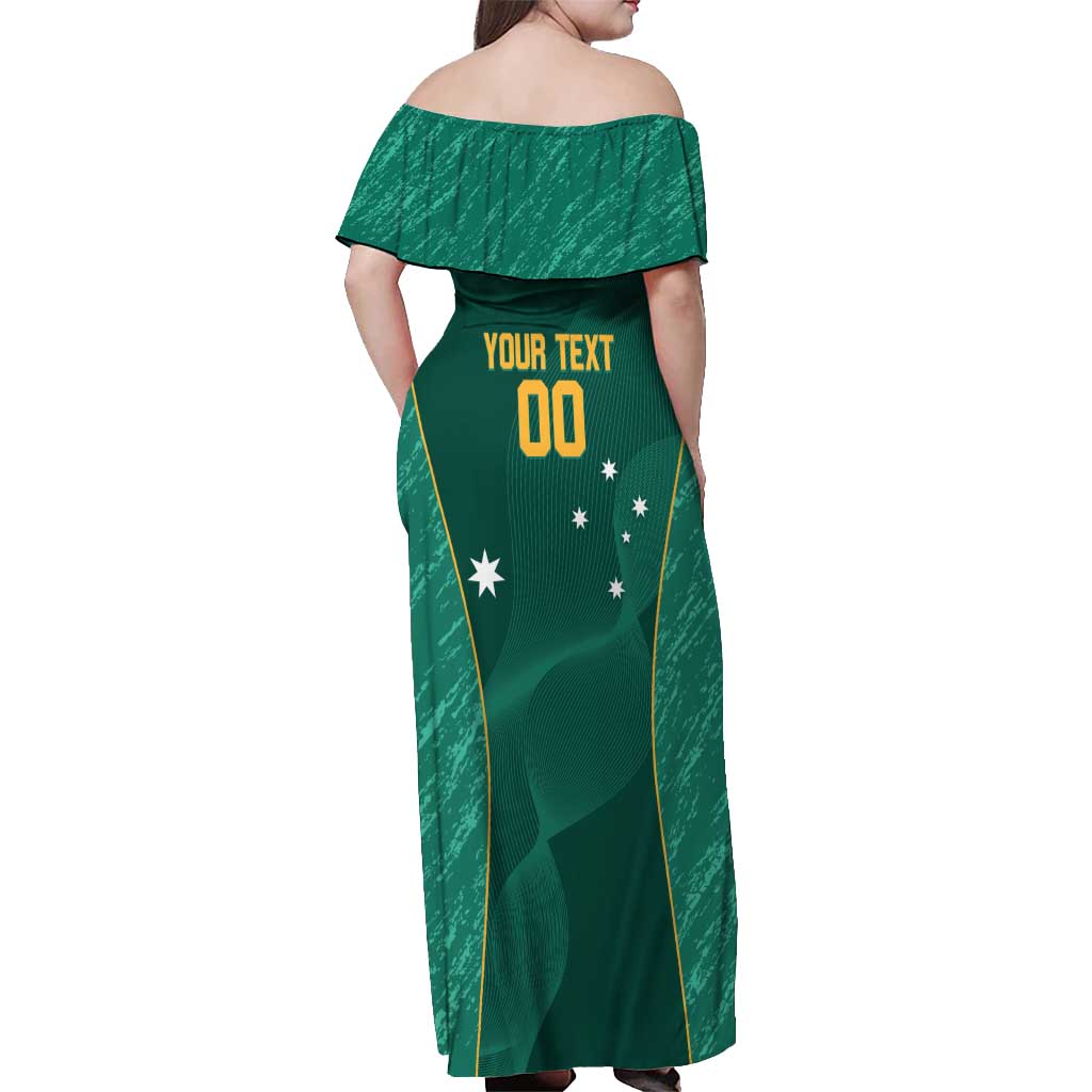 Custom Baseball Australia Off Shoulder Maxi Dress Go Champions - Aussie Kangaroo Mascot - Wonder Print Shop