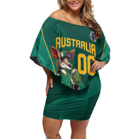 Custom Baseball Australia Off Shoulder Short Dress Go Champions - Aussie Kangaroo Mascot - Wonder Print Shop