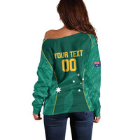 Custom Baseball Australia Off Shoulder Sweater Go Champions - Aussie Kangaroo Mascot - Wonder Print Shop